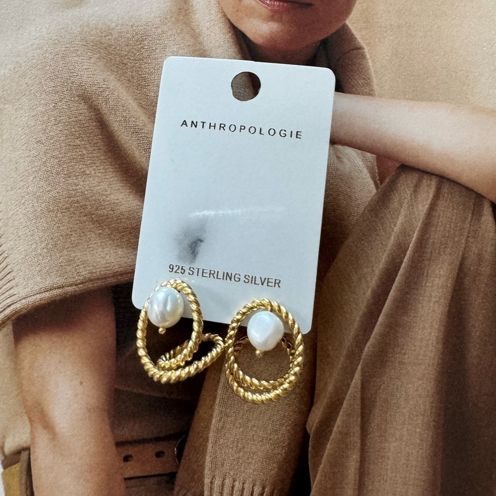 Anthropologie Gold with pearl accents Earrings
